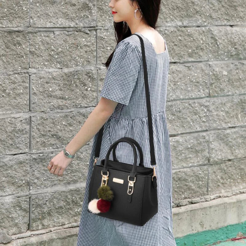 Women Beaded Pendant PU Shoulder Bag With Tassel Charm - Smarsty