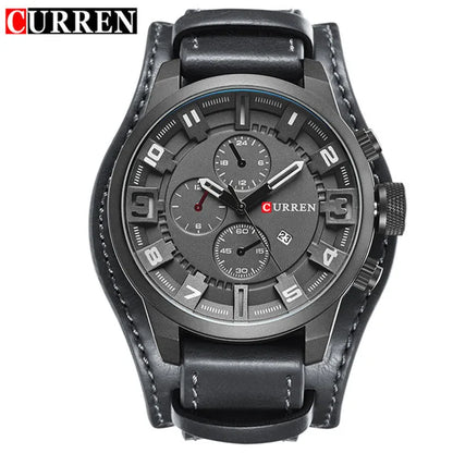 CURREN Luxury Men's Leather Strap Quartz Watch - Smarsty