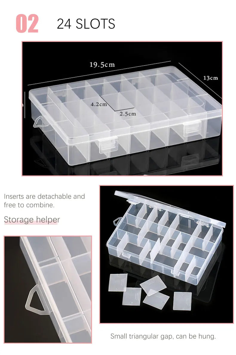Transparent Jewelry Storage Box with Adjustable Compartments - Smarsty