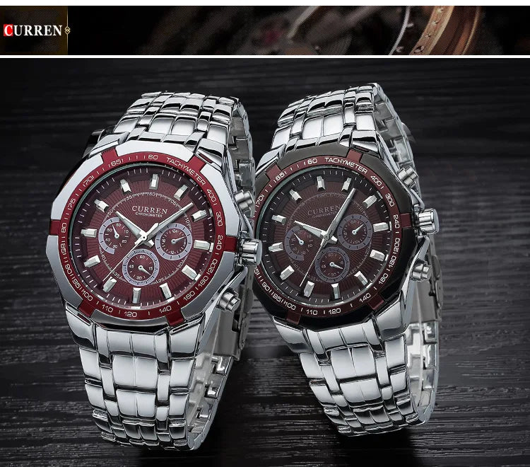 CURREN Men's Luxury Waterproof Stainless Steel Sports Watch - Smarsty