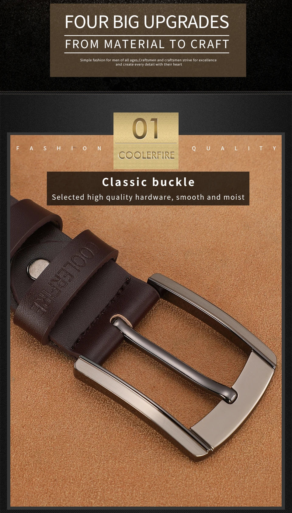Men Genuine Leather Belt Luxury Cowskin Strap - Smarsty
