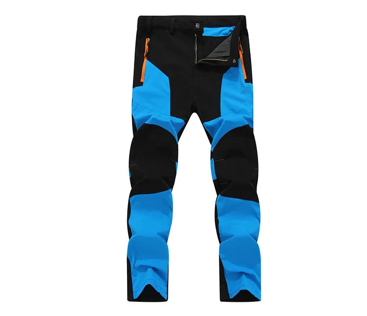 TRVLWEGO Men Summer Hiking Pants Wear-resistant Water Splash Prevention Quick Dry UV Proof Elastic Thin Camping Trousers