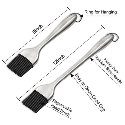BPA Free Silicone BBQ Brush with Stainless Steel Handle - Smarsty