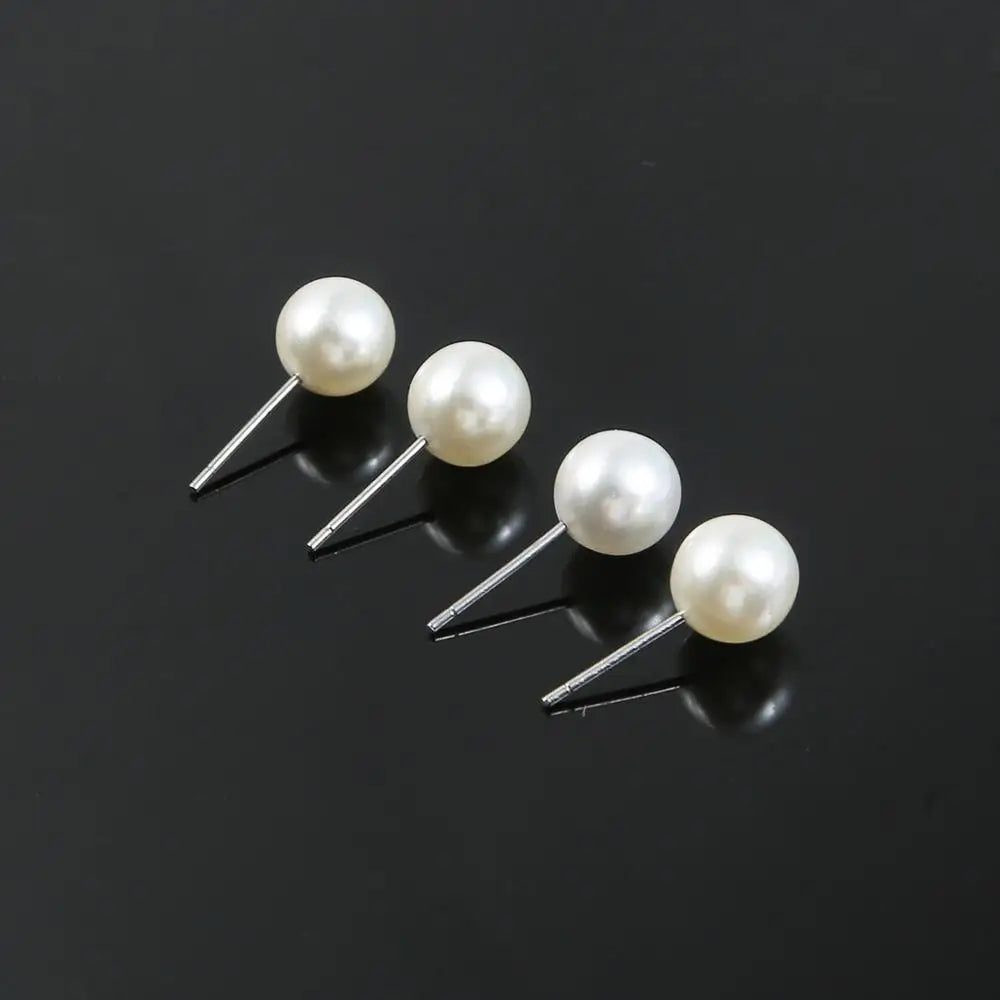 Elegant White Pearl Stud Earrings For Women Hypoallergenic - Smarsty