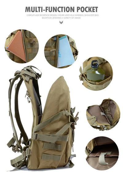 Camping Backpack Men's Bag Travel Bags Tactical Molle Climbing Rucksack Hiking Outdoor Reflective Shoulder Fishing Laptop Bag by Smarsty