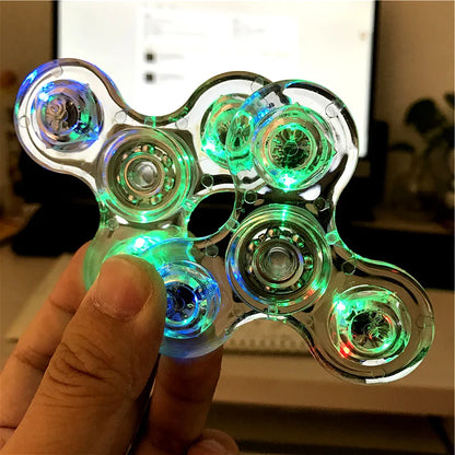 Crystal Luminous LED light Fidget Spinner Hand Top Spinners Glow in Dark EDC Stress Relief Toys Kinetic Gyroscope for Children by Smarsty