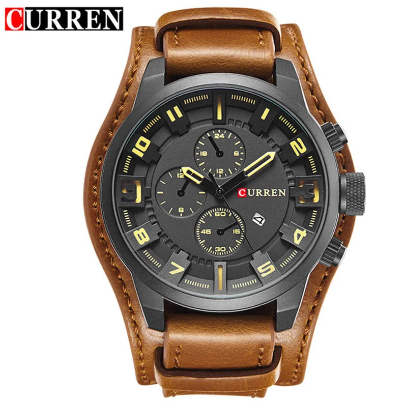 CURREN Luxury Men's Leather Strap Quartz Watch - Smarsty