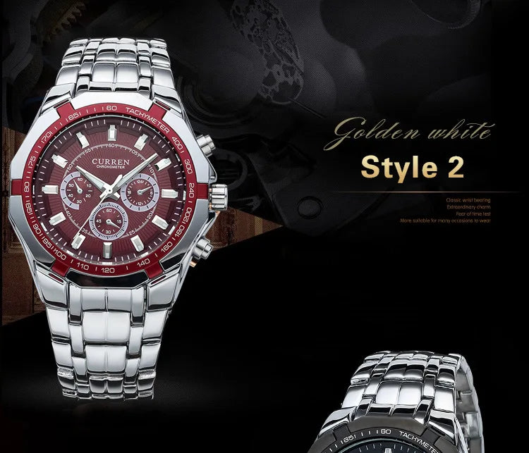 CURREN Men's Luxury Waterproof Stainless Steel Sports Watch - Smarsty
