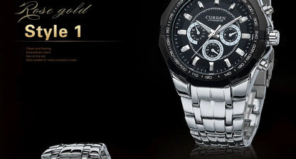 CURREN Men's Luxury Waterproof Stainless Steel Sports Watch - Smarsty