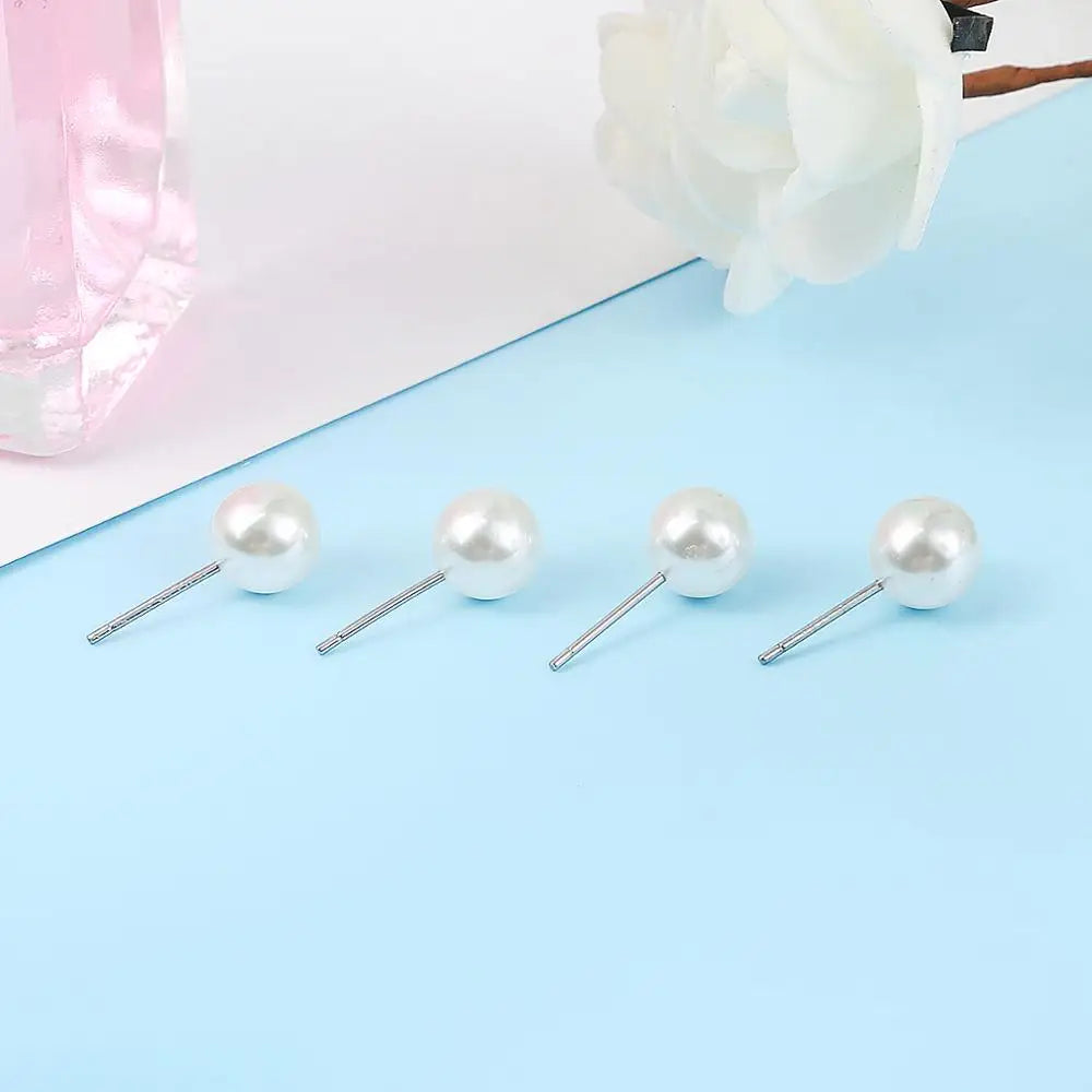 Elegant White Pearl Stud Earrings For Women Hypoallergenic - Smarsty