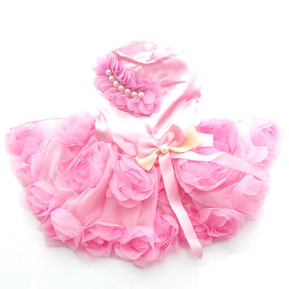 Pet Dog Wedding Dress Tutu with Bow and Rosette - Smarsty