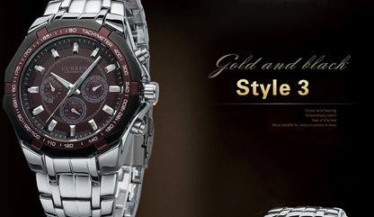 CURREN Men's Luxury Waterproof Stainless Steel Sports Watch - Smarsty