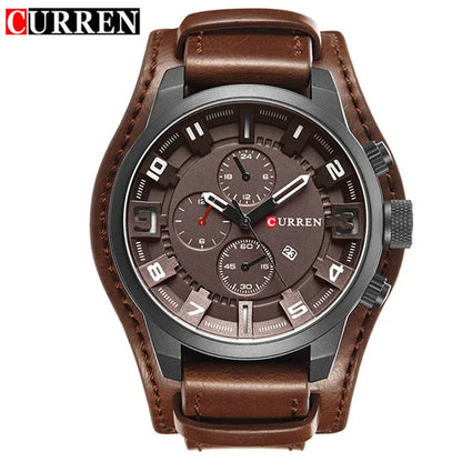 CURREN Luxury Men's Leather Strap Quartz Watch - Smarsty