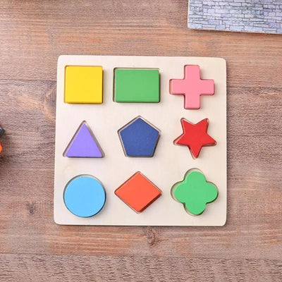 Wooden Geometric Shapes Montessori Puzzle Sorting Math Bricks Preschool Learning Educational Game Baby Toddler Toys for Children by Smarsty