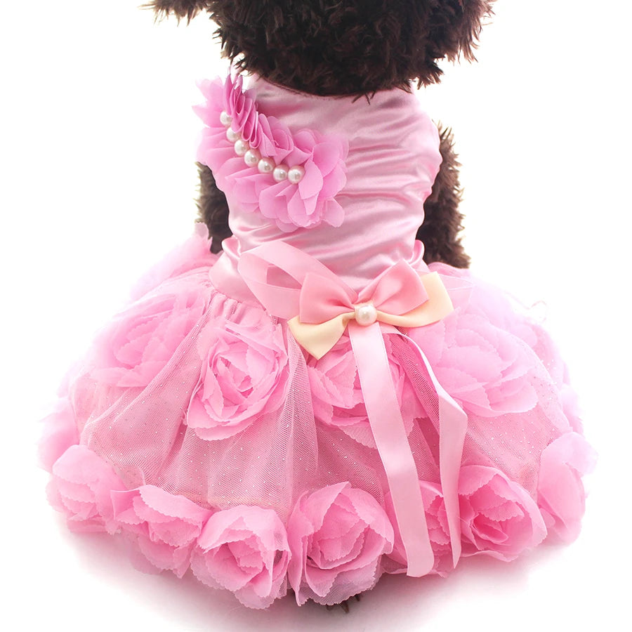 Pet Dog Wedding Dress Tutu with Bow and Rosette - Smarsty