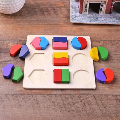 Wooden Geometric Shapes Montessori Puzzle Sorting Math Bricks Preschool Learning Educational Game Baby Toddler Toys for Children by Smarsty