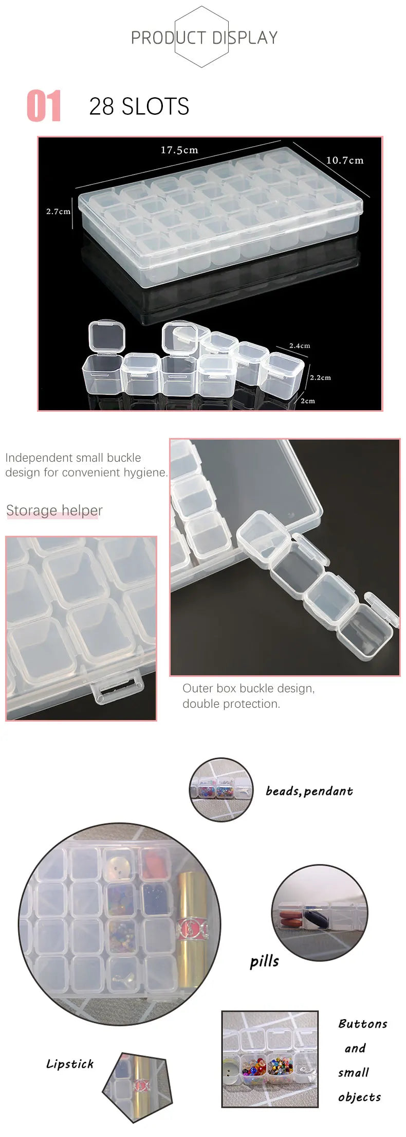 Transparent Jewelry Storage Box with Adjustable Compartments - Smarsty