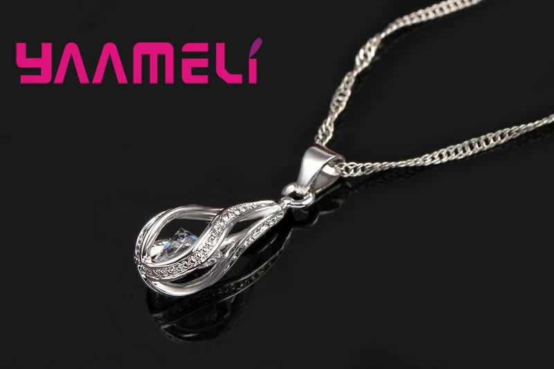 Water Drop CZ 925 Sterling Silver Jewelry Set - Smarsty