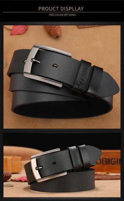 Men Genuine Leather Belt Luxury Cowskin Strap - Smarsty