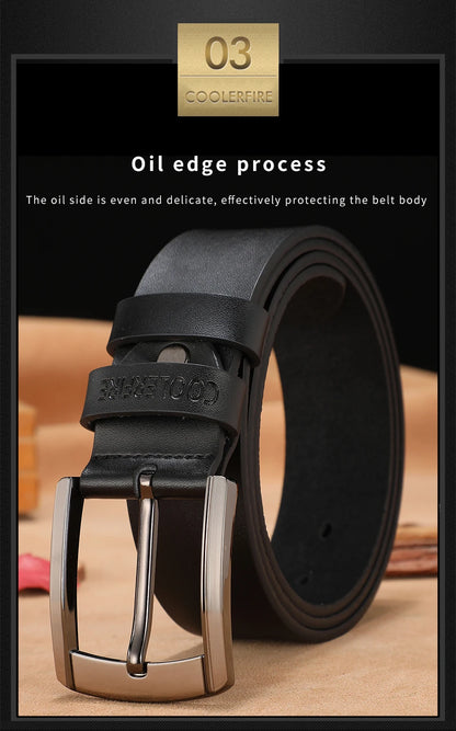 Men Genuine Leather Belt Luxury Cowskin Strap - Smarsty