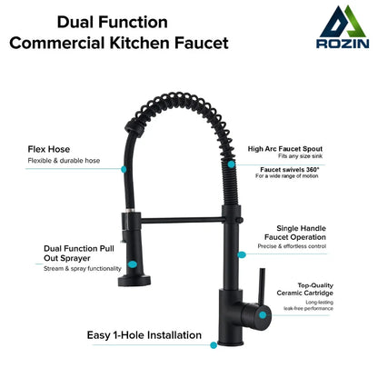 Brushed Nickel Kitchen Faucet with 360 Degree Rotation - Smarsty