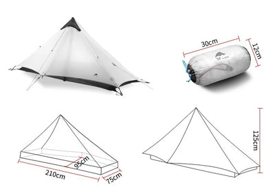 FLAME'S CREED Lanshan 1 Person Oudoor Ultralight Camping Tent Single Man 3 Season Professional 15D Silnylon Rodless Tent by Smarsty