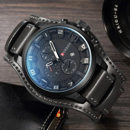 CURREN Luxury Men's Leather Strap Quartz Watch - Smarsty