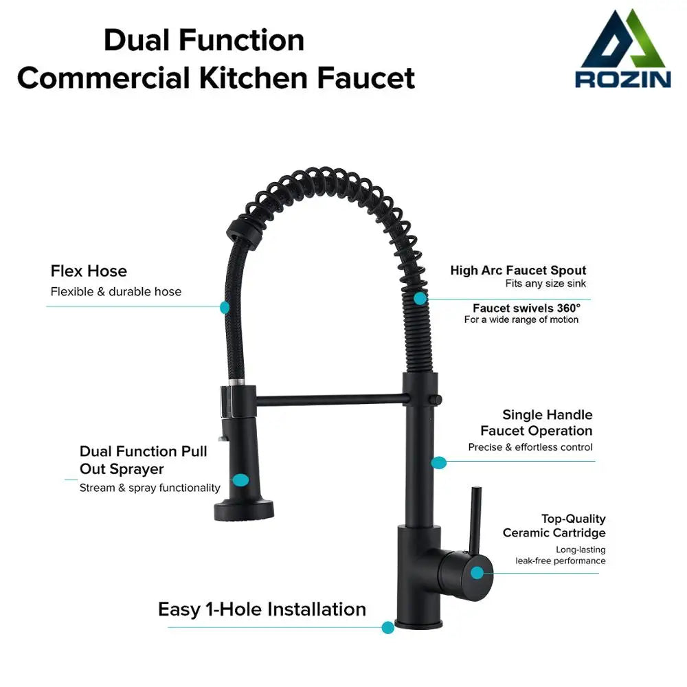 Brushed Nickel Kitchen Faucet with 360 Degree Rotation - Smarsty