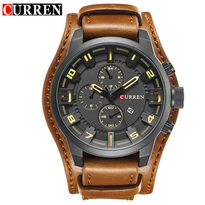 CURREN Luxury Men's Leather Strap Quartz Watch - Smarsty