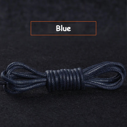 1Pair Cotton Waxed Shoelaces Round Oxford Shoe laces Boots Laces Waterproof Leather Shoelace Length 60/80/100/120/140/180cm - Smarsty