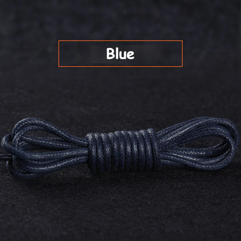 1Pair Cotton Waxed Shoelaces Round Oxford Shoe laces Boots Laces Waterproof Leather Shoelace Length 60/80/100/120/140/180cm - Smarsty