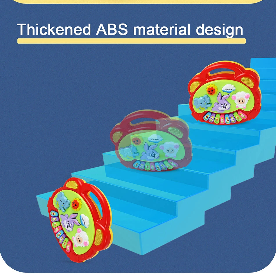 Kids Cartoon Piano Keyboard Game with Animal Sounds Flashing Light Music Baby Instrument Music Toys Educational Toys Kids Gifts by Smarsty