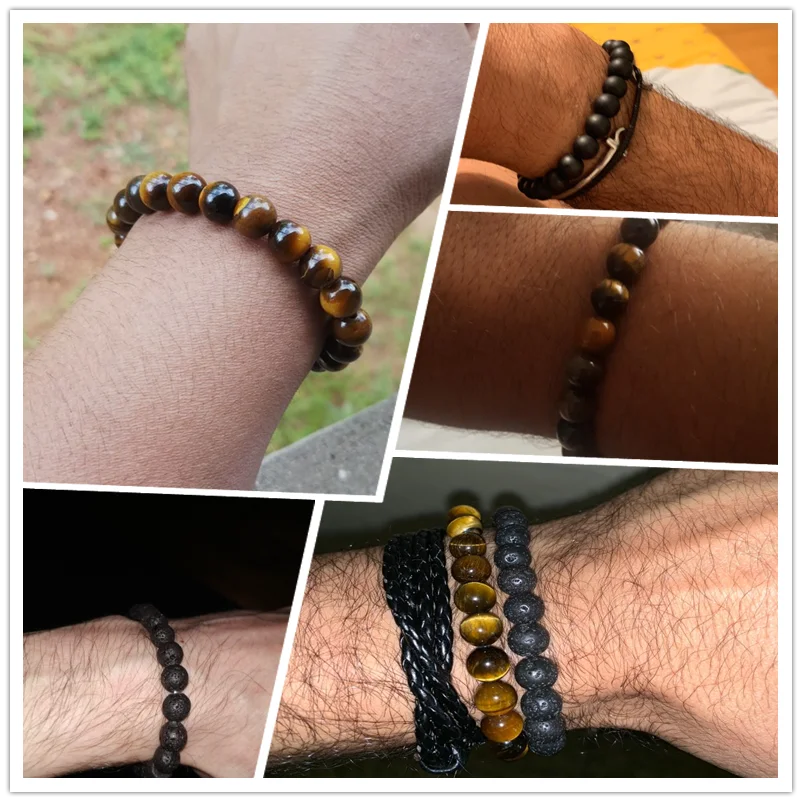 Adjustable 8mm Tiger Eye Beads Bracelet for Yoga Healing - Smarsty