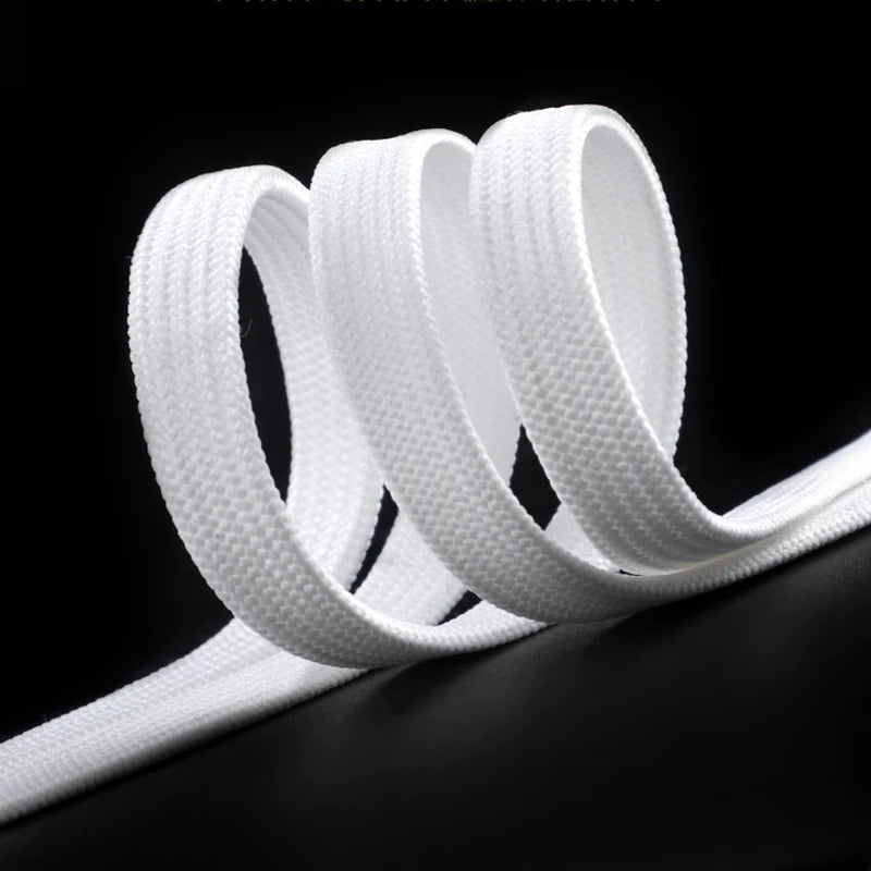1Pair Classic shoelaces Flat black White Shoe Lace Double Fabric Non-slip Polyester Laces Casual Sport Shoestrings 100/120/140CM - Smarsty