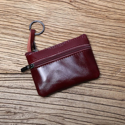 Genuine Leather Mini Coin Purse for MenTop Layer Cowhide Wallet Women Zipper Vintage Card Bag Short Lady Wallet Key Case NZPJ - Smarsty