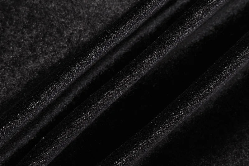 2022 Autumn Winter Women Solid Velvet Long Sleeve Ruched Midi Dress Side Slit Bodycon Sexy Streetwear Party Elegant Club - Smarsty