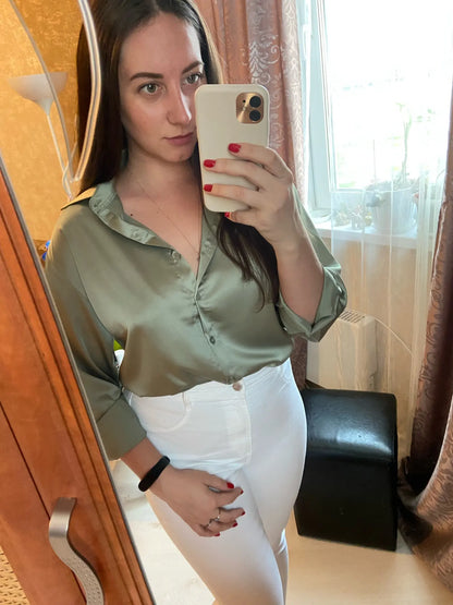 Autumn Fashion Button Up Shirt Spring Vintage Blouse Women White Lady Long Sleeves Female Loose Streetwear Shirts Design Tops - Smarsty