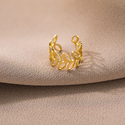 Vintage Gold Leaf Ear Cuff Non Piercing Clip Earrings - Smarsty