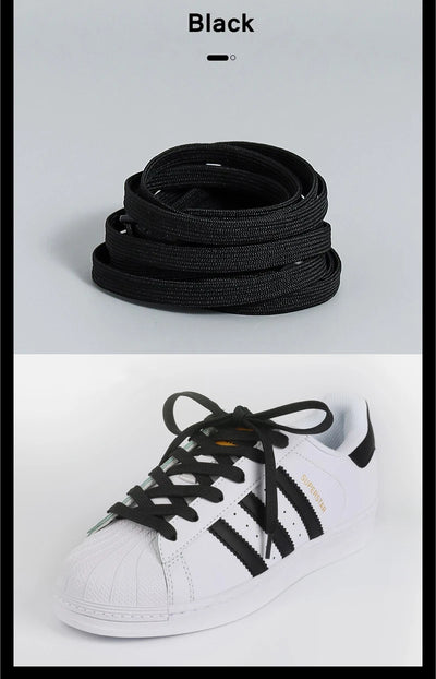 1 Pair Black White Shoe Laces Flat Double Woven Anti-slip Polyester Shoelaces Sports Casual White Shoes Classic Shoelace - Smarsty