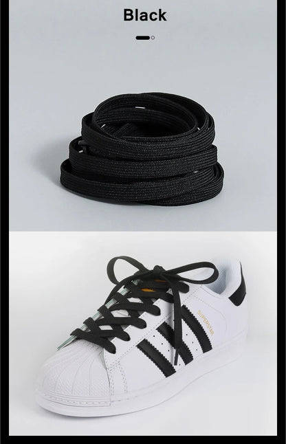 1 Pair Black White Shoe Laces Flat Double Woven Anti-slip Polyester Shoelaces Sports Casual White Shoes Classic Shoelace - Smarsty