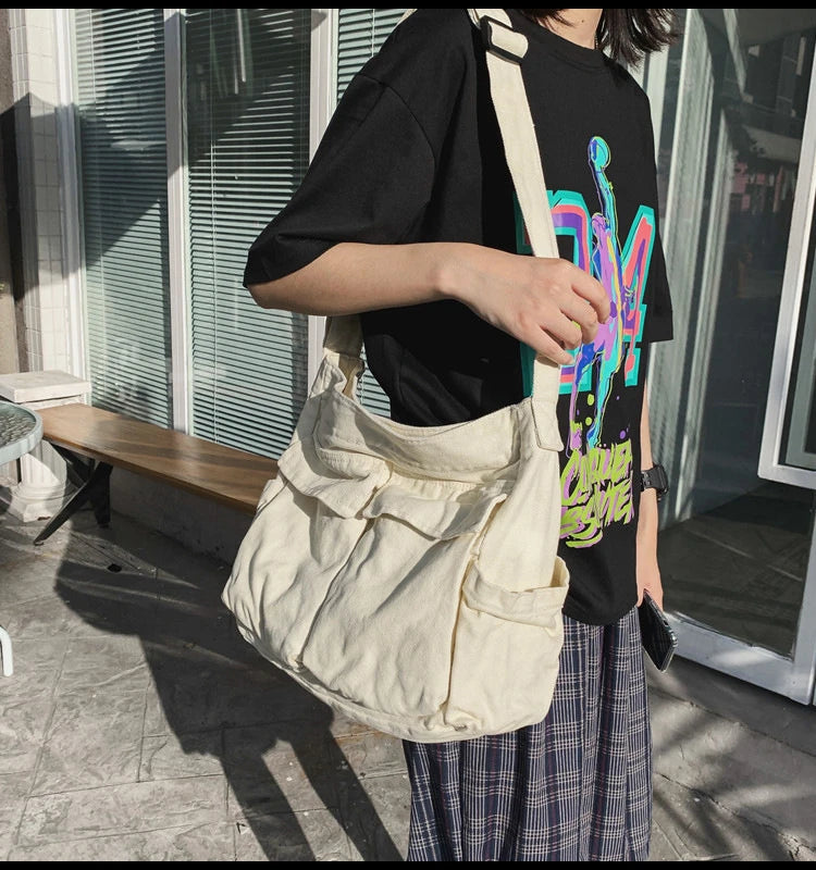 Women Vintage Canvas Tote Bag Crossbody Shoulder Purse - Smarsty