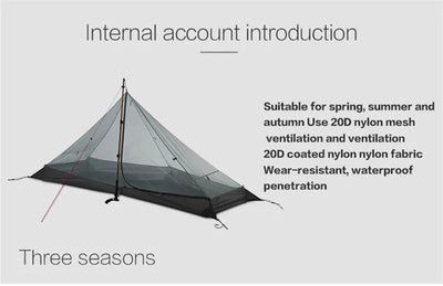 FLAME'S CREED Lanshan 1 Person Oudoor Ultralight Camping Tent Single Man 3 Season Professional 15D Silnylon Rodless Tent by Smarsty