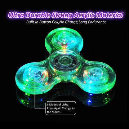 Crystal Luminous LED light Fidget Spinner Hand Top Spinners Glow in Dark EDC Stress Relief Toys Kinetic Gyroscope for Children by Smarsty