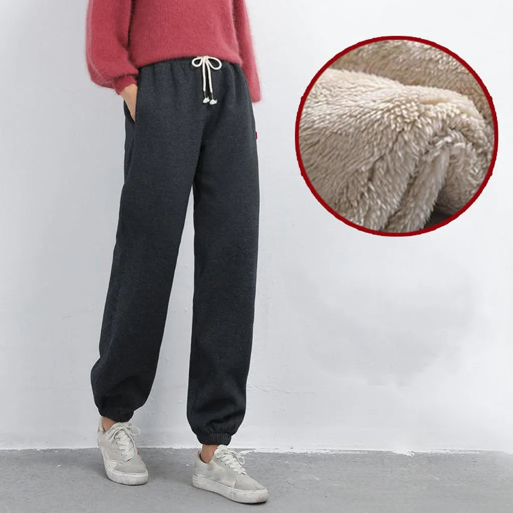 Women Winter Warm Leggings Thick Trousers Warm Fleece Plus Size Long Thicken Pants Fashion Casual Soild Color Leggings - Smarsty