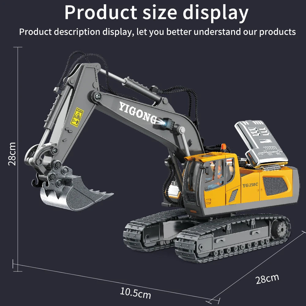 2.4G Remote Control Excavator Dump Truck RC Model Car Toy Professional Alloy Plastic Simulation Construction Vehicle Kids Gifts