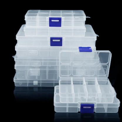 Adjustable Plastic Jewelry Storage Box with 10 Compartment Slots - Smarsty