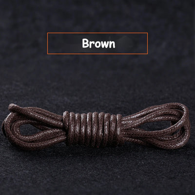 1Pair Cotton Waxed Shoelaces Round Oxford Shoe laces Boots Laces Waterproof Leather Shoelace Length 60/80/100/120/140/180cm - Smarsty