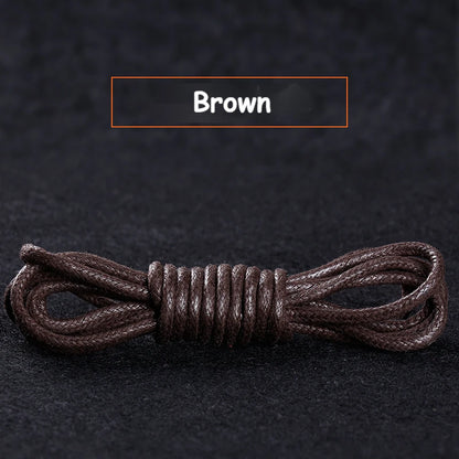 1Pair Cotton Waxed Shoelaces Round Oxford Shoe laces Boots Laces Waterproof Leather Shoelace Length 60/80/100/120/140/180cm - Smarsty