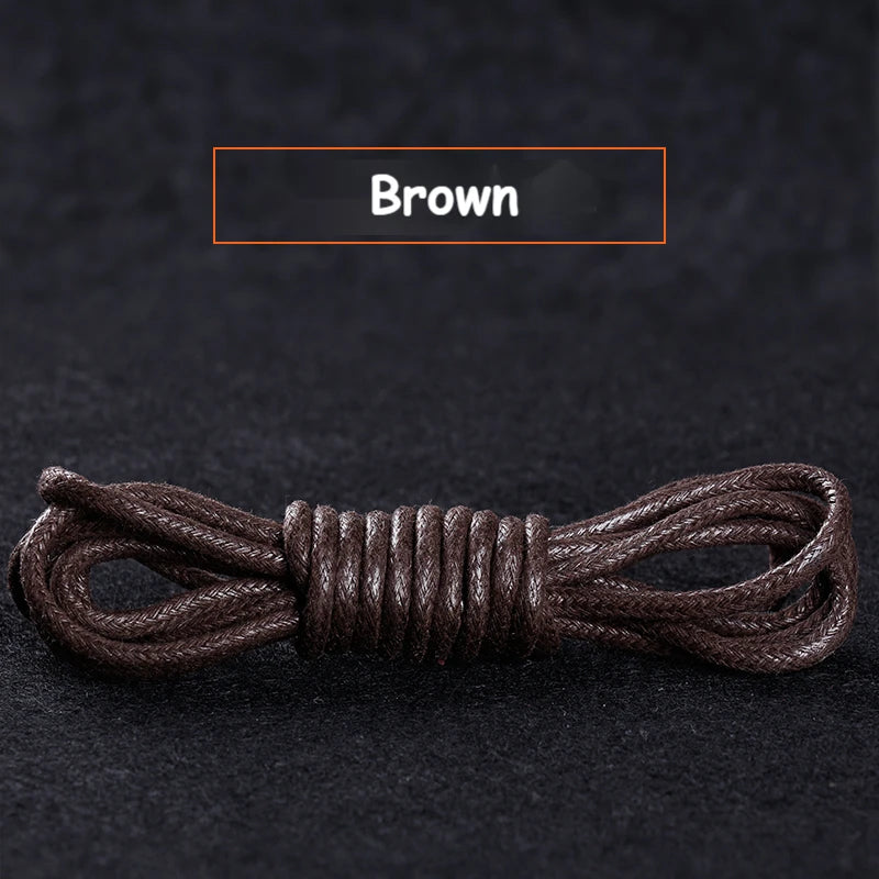 1Pair Cotton Waxed Shoelaces Round Oxford Shoe laces Boots Laces Waterproof Leather Shoelace Length 60/80/100/120/140/180cm - Smarsty
