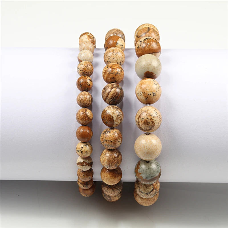 Natural Stone Bead Bracelet with Volcanic Lava - Smarsty